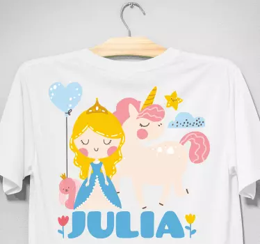 T-shirt til børn med sødt prinsesse unicorn tema - TenStickers