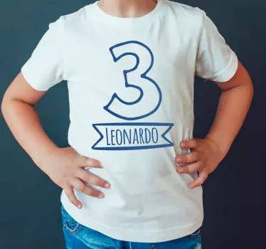 T-shirt til børn nummer tre fødselsdag - TenStickers