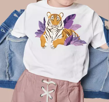 T-shirt til børn tiger blandt blade - TenStickers