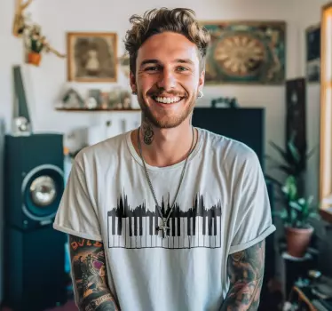 Tastatur og lydbølge original t shirt - TenStickers