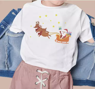 Tegneserie julemand i sin slæde jule t-shirts - TenStickers