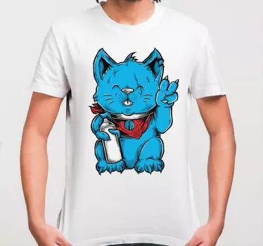Tegneserie kat med ørering t-shirt - TenStickers
