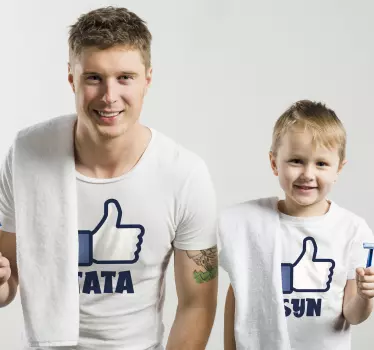 Tommelfinger op som far og søn matchende skjorter - TenStickers