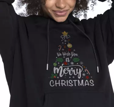 Træ med pynt og kalligrafi jule t shirt - TenStickers