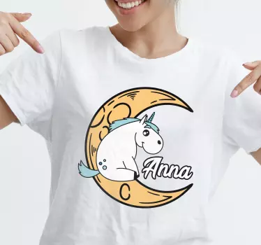 Unicorn on moon børneskjorte - TenStickers