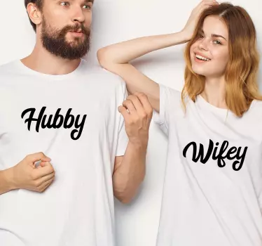 Wifey og hendes husbond tekst matchende skjorter til par - TenStickers