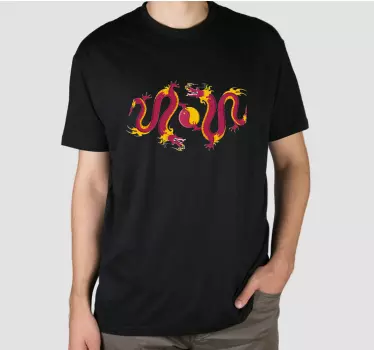 Yin og yang to drager t-shirt - TenStickers