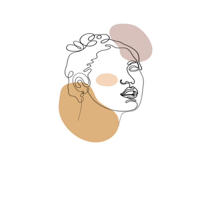 Abstrakt ansigt og cirkler hvidt vinyl tæppe - TenStickers