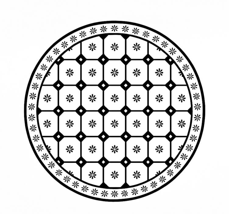 Sort-hvidt flisemønster vinyl tæppe til spisestue - TenStickers