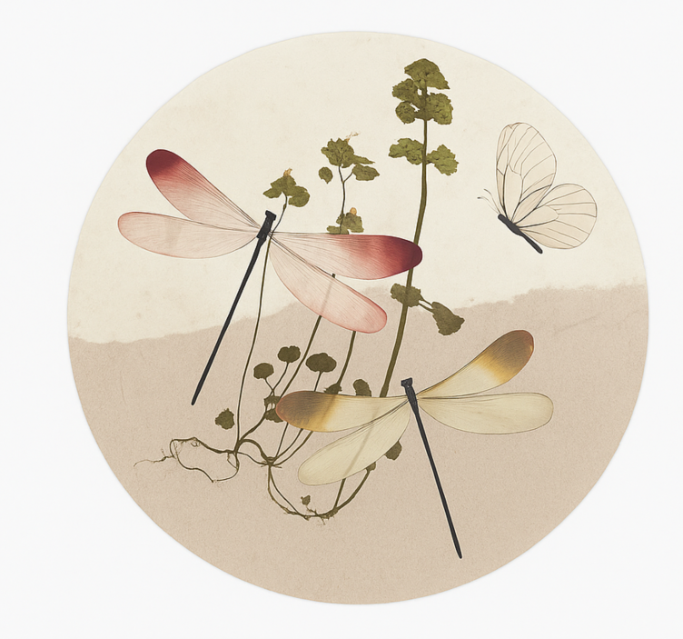 Presset naturcollage vinyl tæppe til spisestue - TenStickers