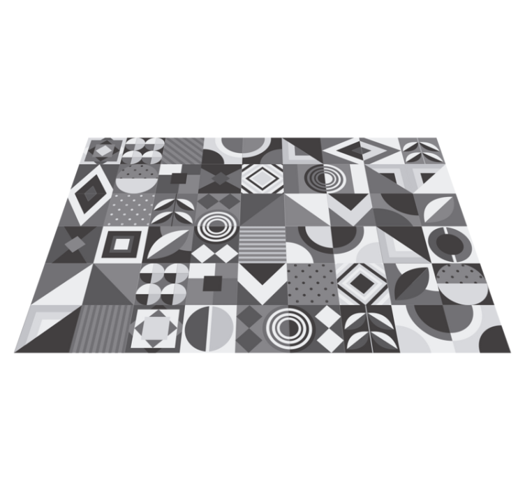 Vinyl tæppe til badeværelset grå geometriske fliser - TenStickers