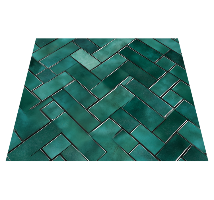 Herringbone grøn vinyl tæppe til badeværelset - TenStickers