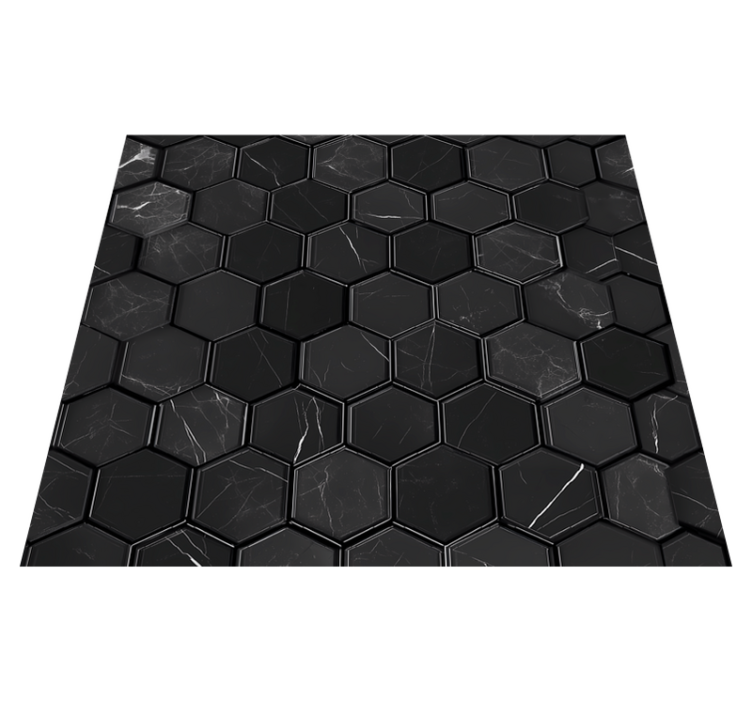Vinyl tæppe til badeværelset hexagon sort - TenStickers