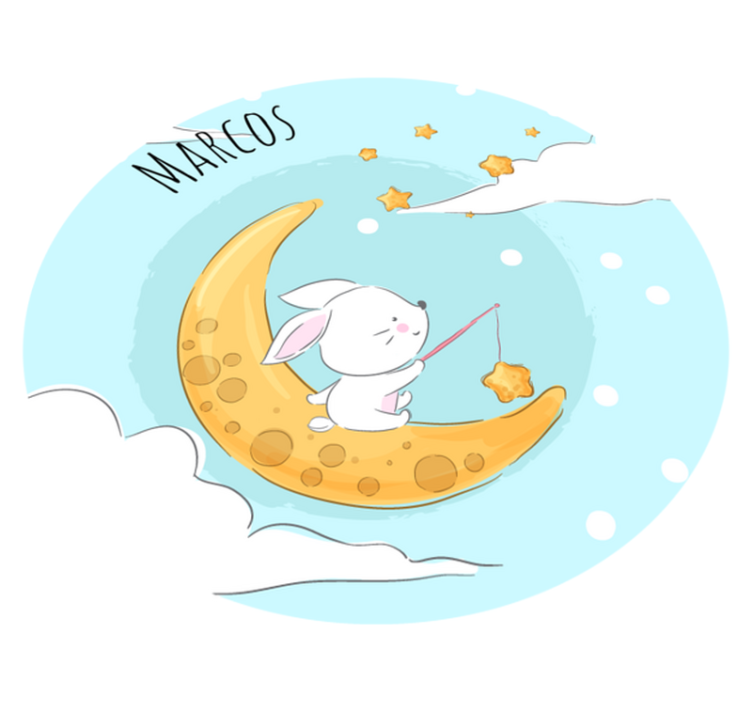 Personaliserbar vinyl tæppe med måne og stjerner - TenStickers