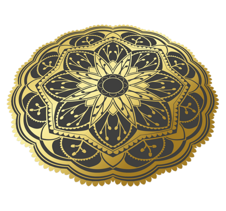 Gylden effekt blomster mandala vinyl tæppe - TenStickers