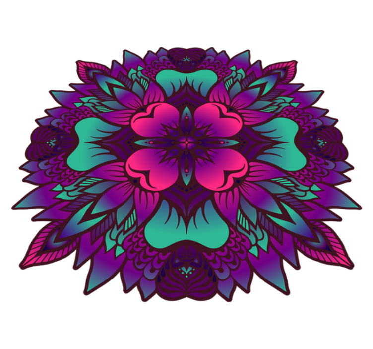 Blomster mandala lilla og lilla vinyl tæppe - TenStickers