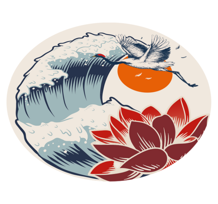 Stor bølge af kangawa moderne vinyl tæppe - TenStickers