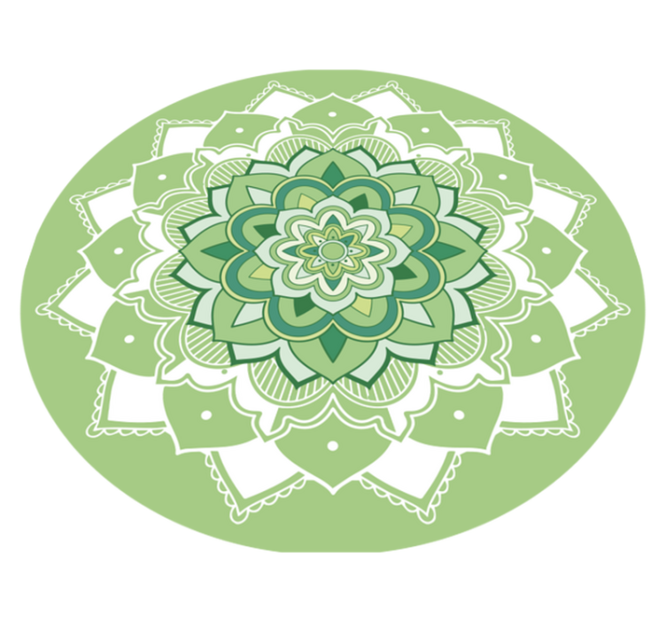 Grøn blomster mandala vinyl tæppe - TenStickers