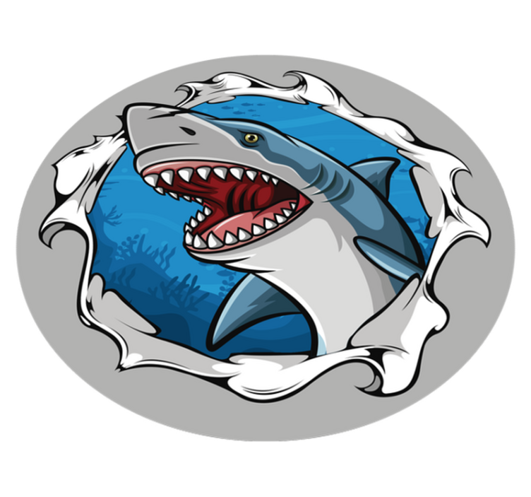 Stor haj 3d animalsk vinyl tæppe - TenStickers