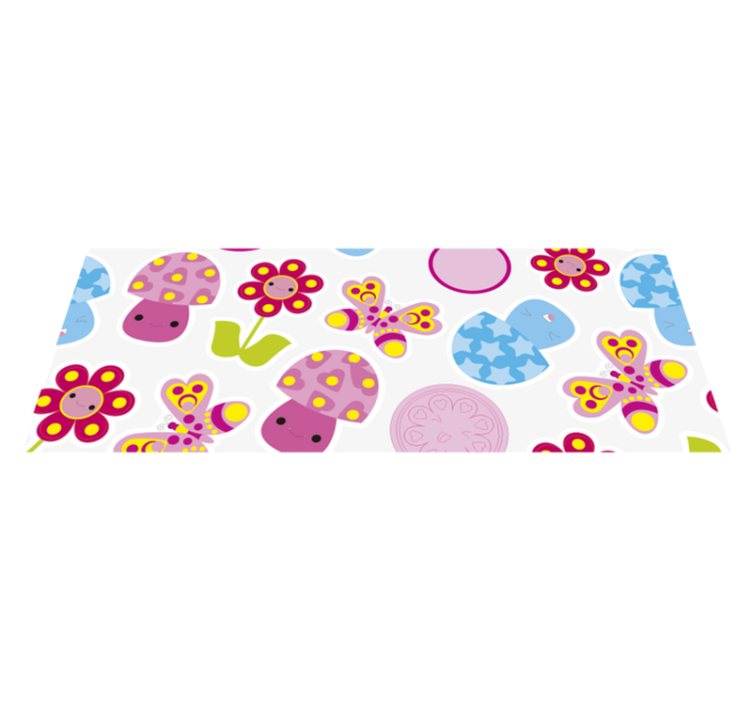 Tegneserie blomster børn vinyl tæppe - TenStickers