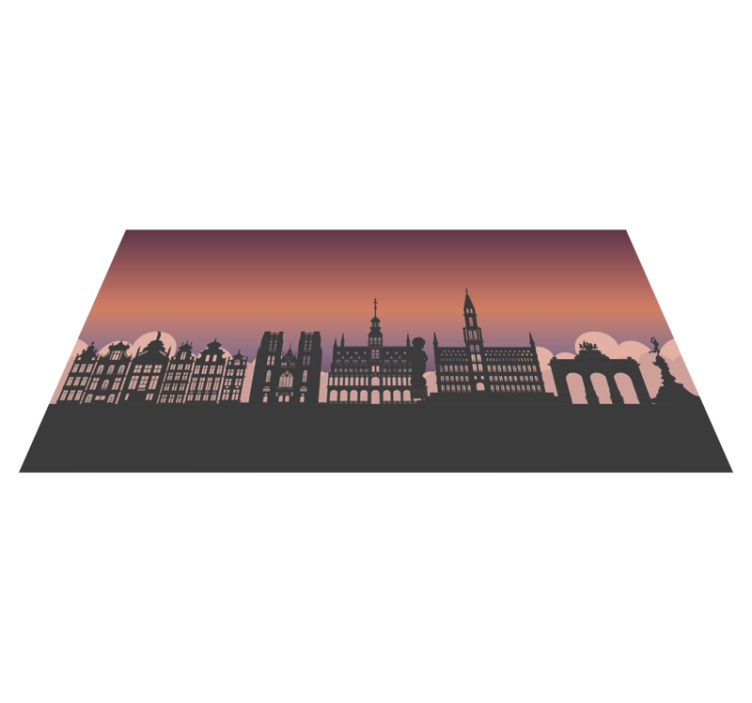 Silhuet skyline verdenskort vinyl tæppe - TenStickers