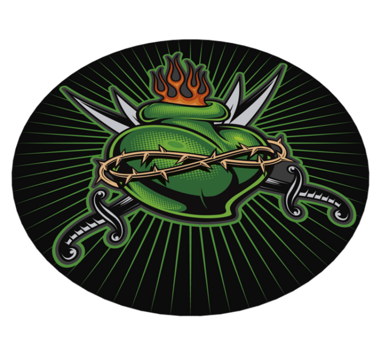 Brændende sværdhjerte vinyl tæppe med spil - TenStickers