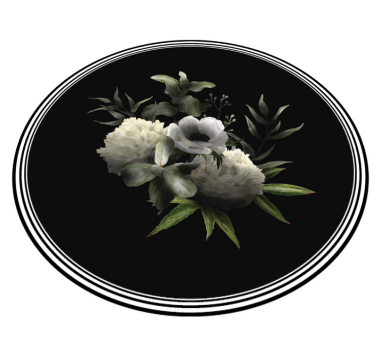 Blomstret monokrom elegance Blomster og planter vinyltæppe - TenStickers