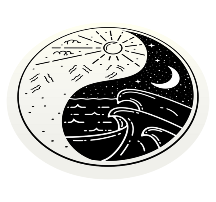 Yin yang sol og måne moderne tæppe - TenStickers