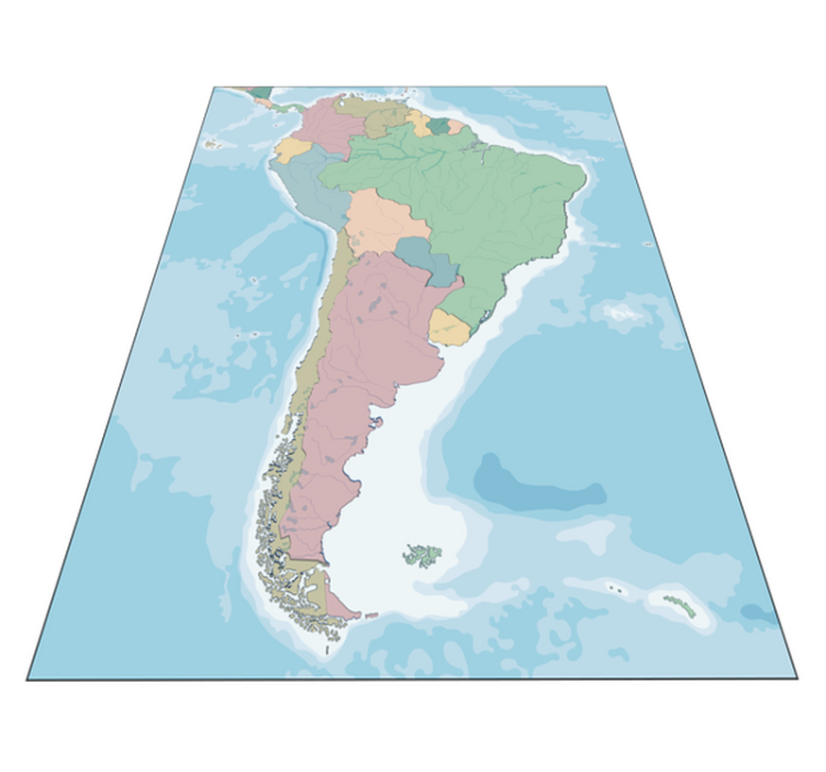 Kartografisk illustration verdenskort vinyl tæppe - TenStickers