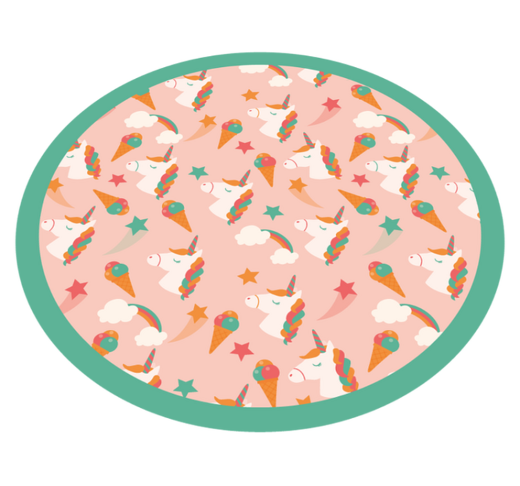 Enhjørning motiv cirkel tæppe til børneværelse - TenStickers