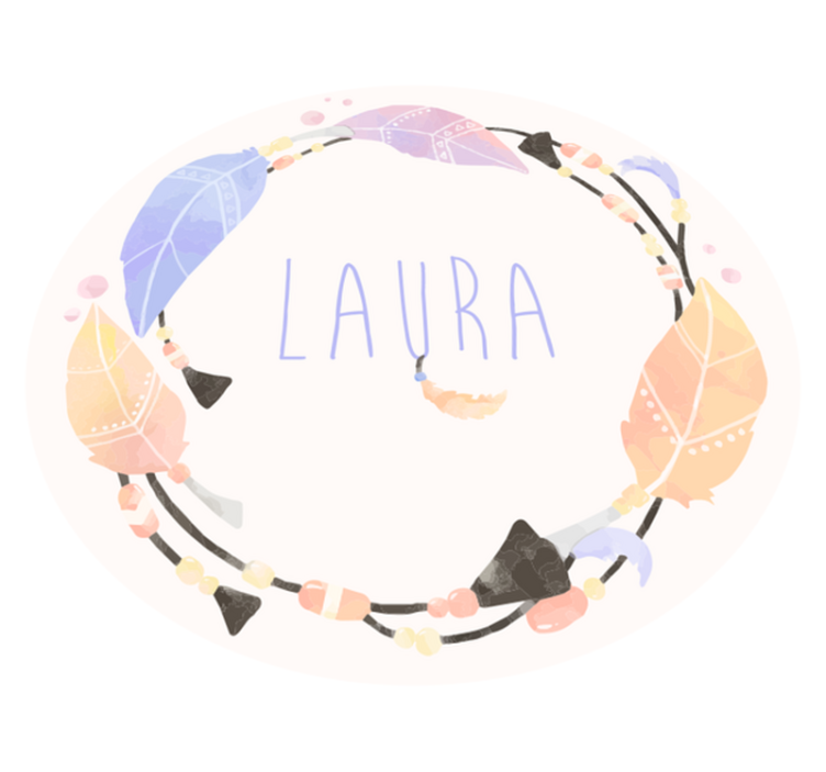 Personlig fjercirkel vinyl tæppe med navn - TenStickers