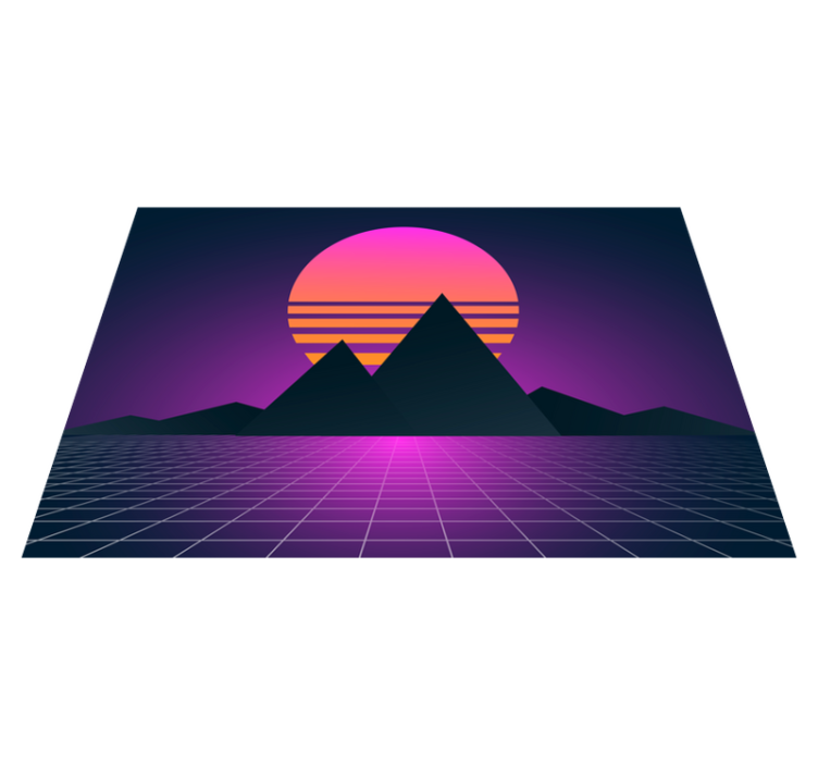 Retro solnedgang geometri vintage vinyl tæppe - TenStickers