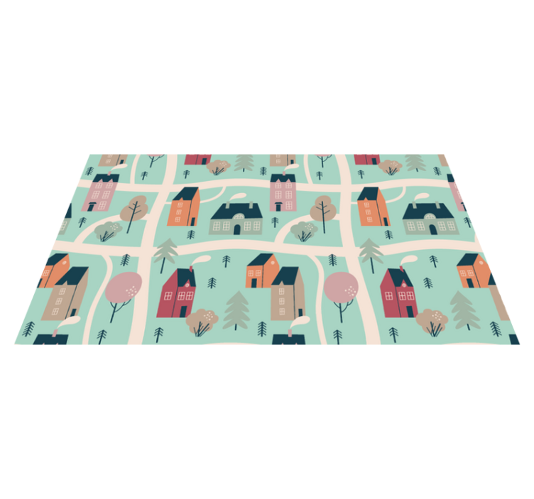 Børn leger landsby tæppe til børneværelse - TenStickers