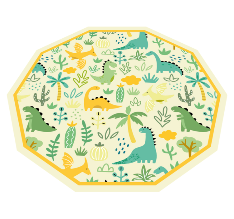 Dinosaur-sekskant vinyl tæppe - TenStickers