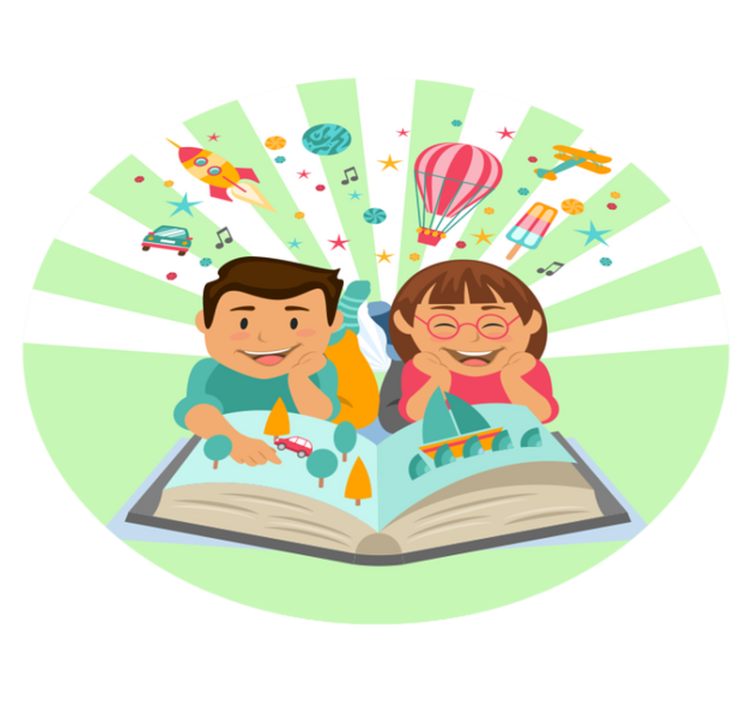 Fantasifuld læsning tæppe til børneværelse - TenStickers