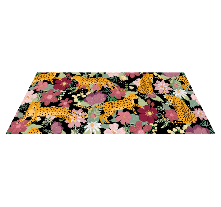 Leopard print blomster animalsk vinyl tæppe - TenStickers