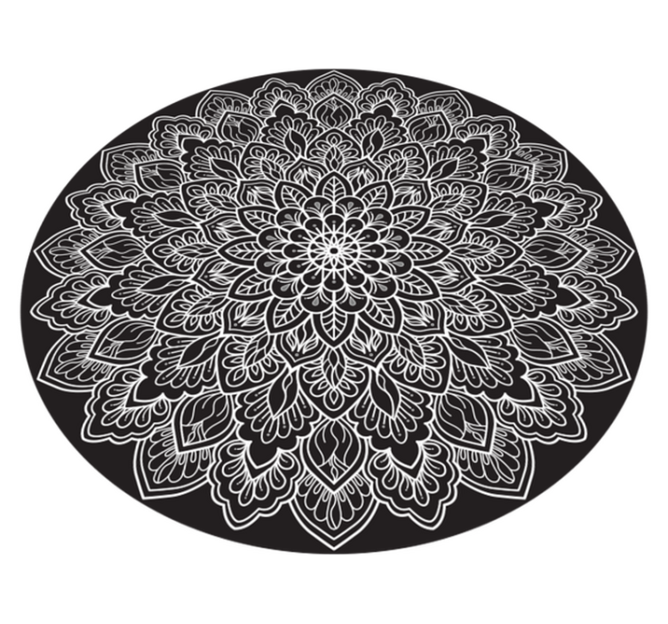 Elegant monokrom koncept mandala vinyl tæppe - TenStickers
