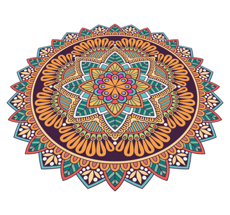 Farverigt mandala blomster mandala vinyl tæppe - TenStickers