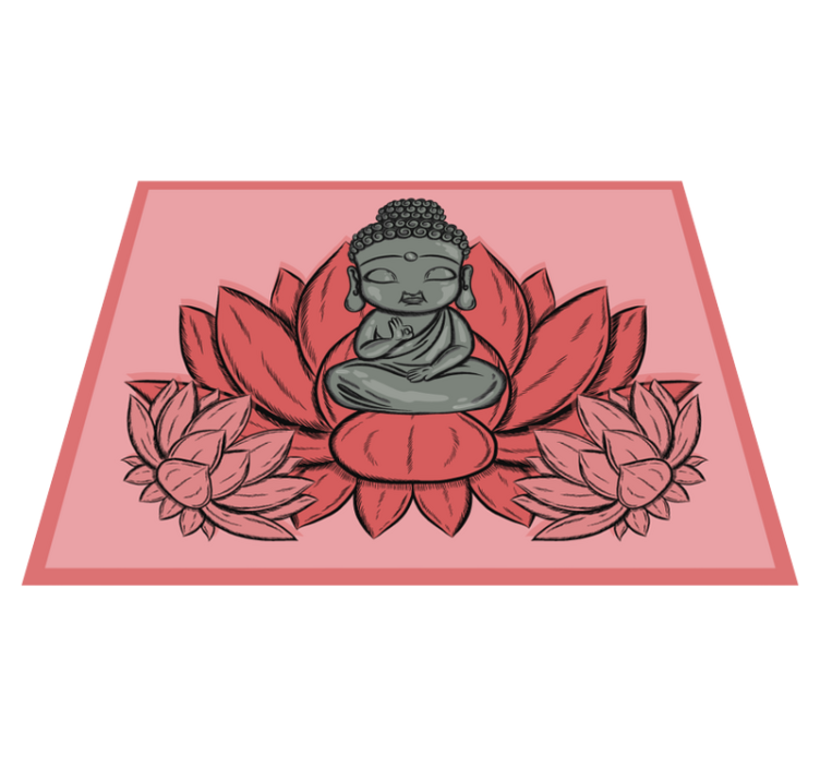 Lotus og tegneserie buddha blomster tæppe - TenStickers