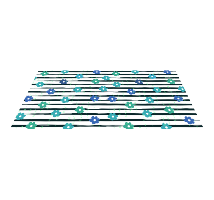 Blomstret stribet design vinyltæppe til køkkenet - TenStickers