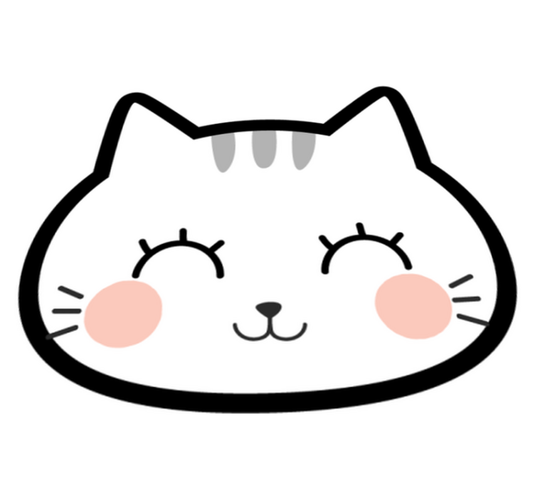 Glad, sød, kat, ansigt, vinyl, tæppe - TenStickers