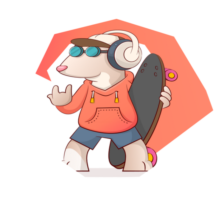 Skater mus illustration vinyl tæppe - TenStickers