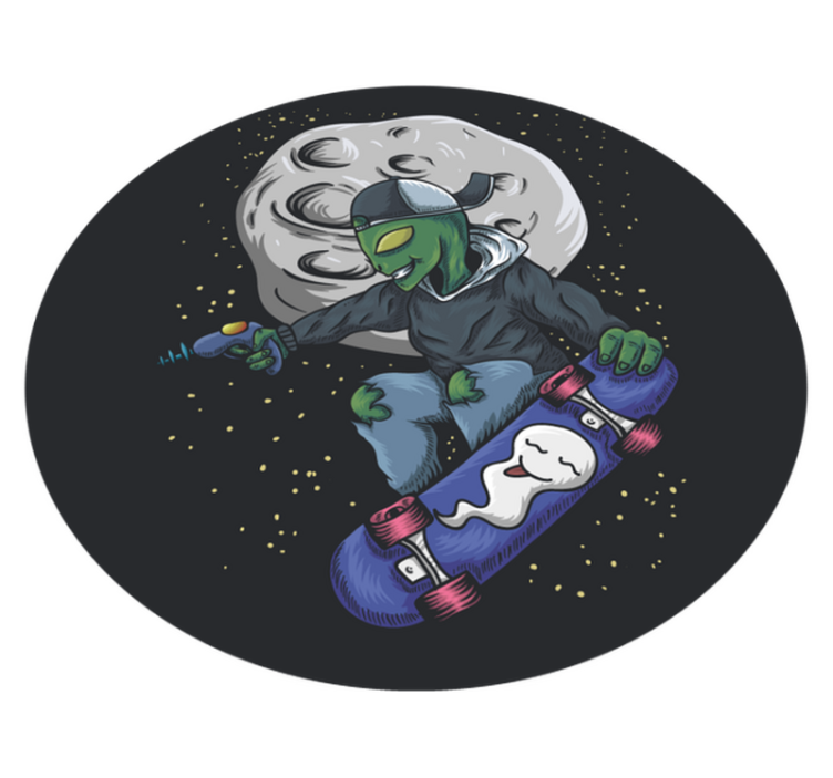 Alien skateboard on the moon teen vinyl tæppe - TenStickers