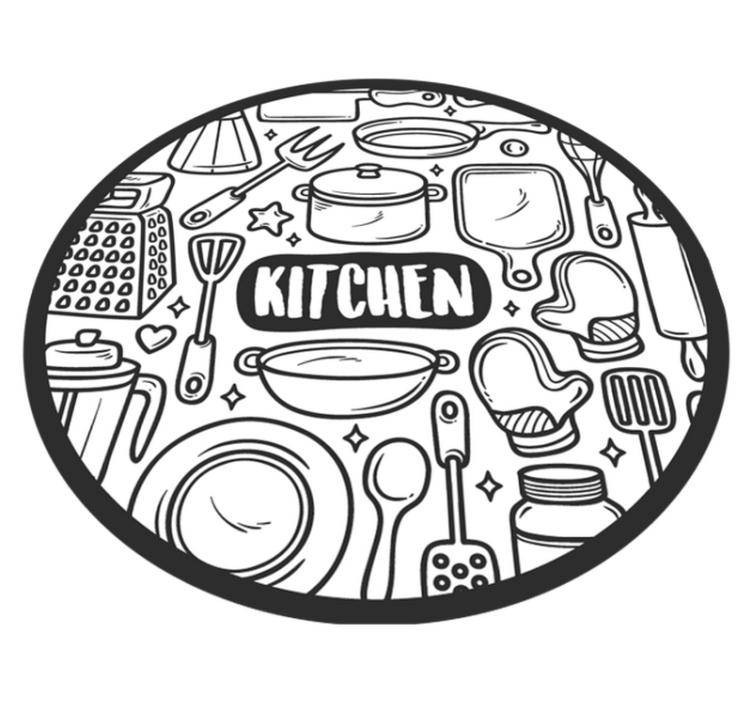 Essentielle grafik rundt vinyltæppe - TenStickers