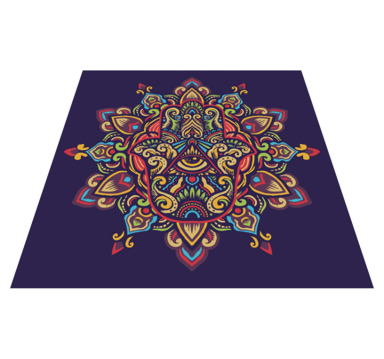 Blå baggrundsdesign mandala vinyl tæppe - TenStickers