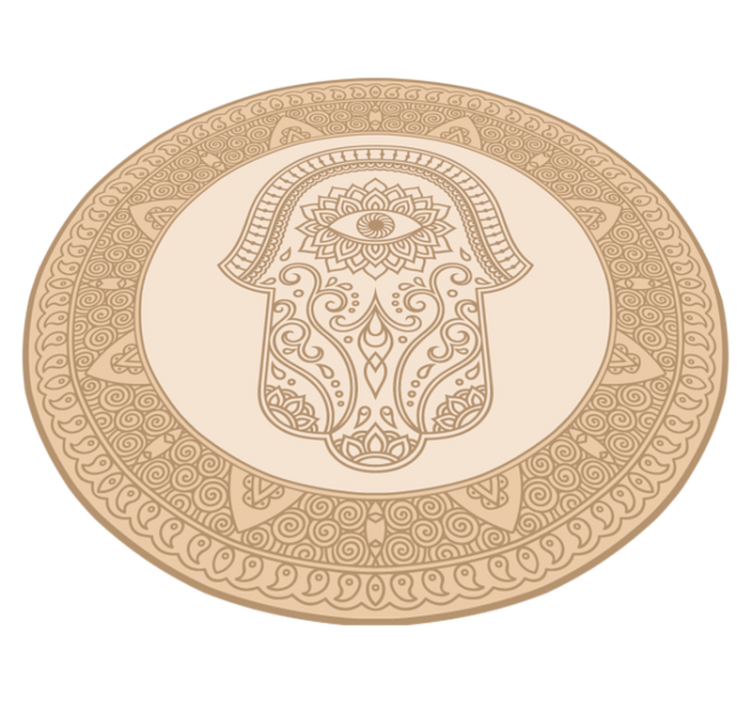Beige fatima håndsymbol mandala vinyl tæppe - TenStickers