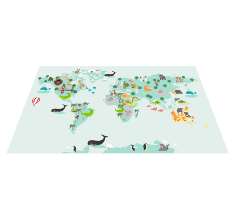 Nordisk turkisk worldmap vinyl vinyltæppe til børn - TenStickers