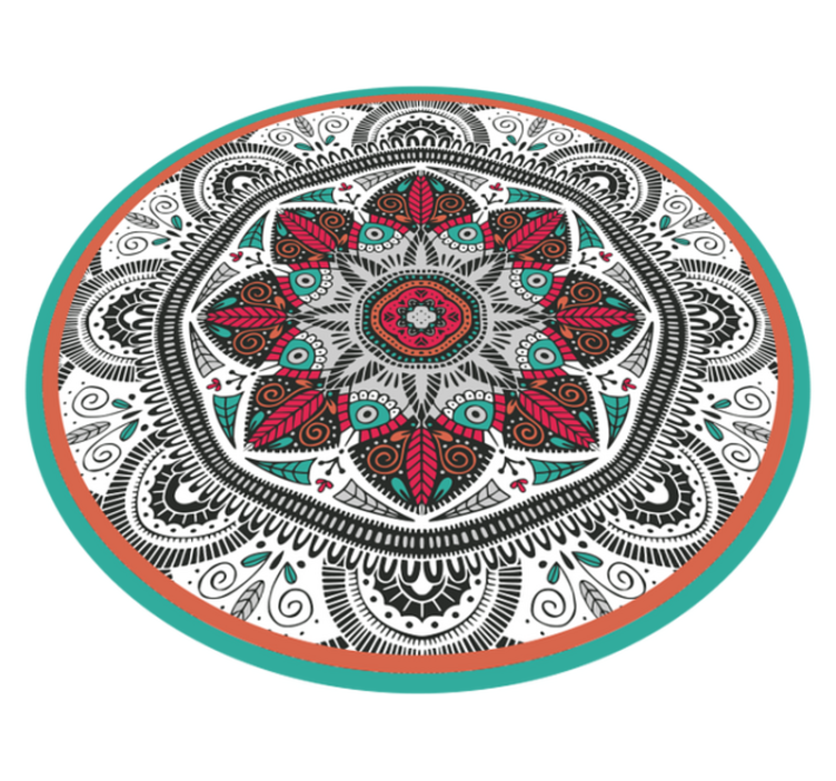 Cirkulær grå fokus mandala vinyl tæppe - TenStickers