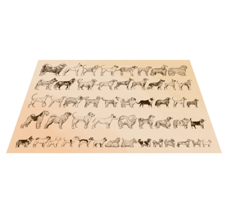 Beige hundeillustrationer vinyltæpper med dyr - TenStickers