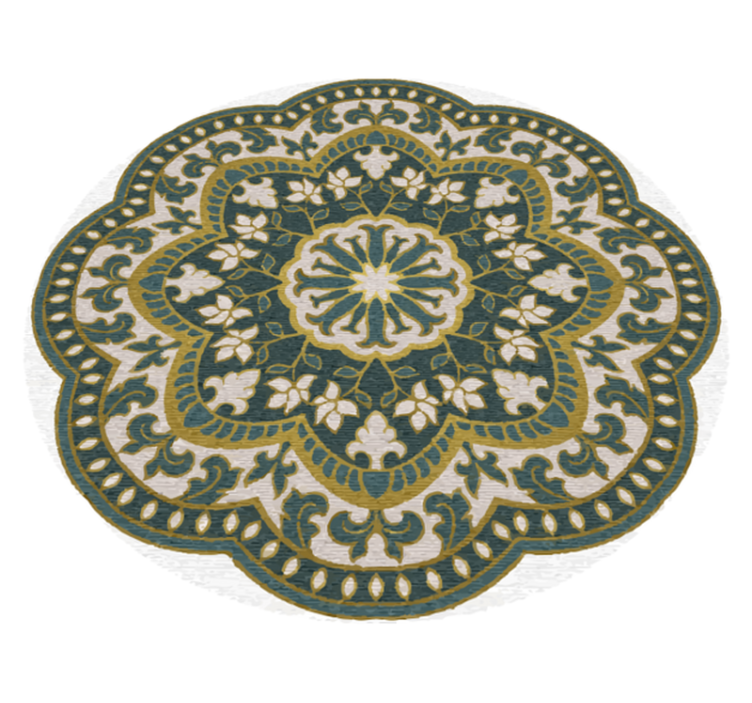 Cirkulært grønt blomstermotiv mandala vinyl tæppe - TenStickers